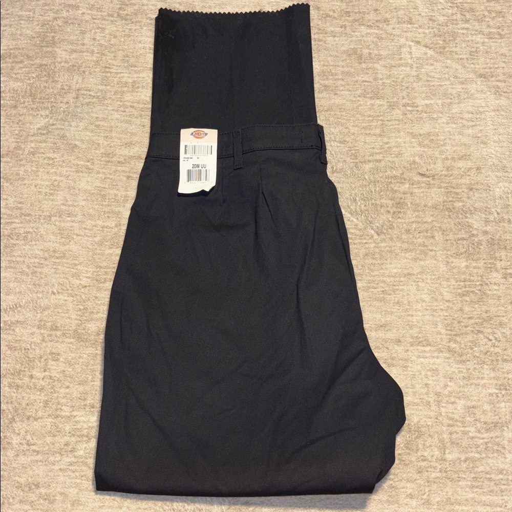 NWT SZ 20 Women's Dickies Black Straight-Leg Work Chinos UNHEMMED PLUS